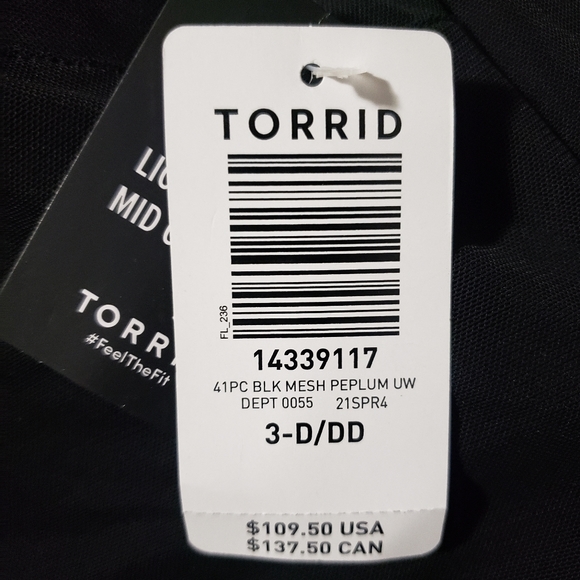 NWT Torrid Black Mesh Peplum Overlay Swimsuit Size 3 - Picture 5 of 7